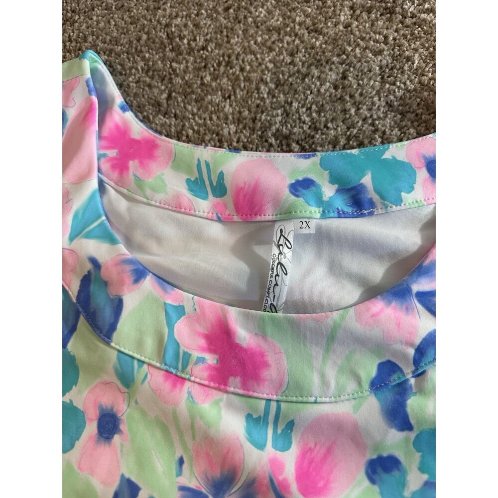 M Lulu B Colorful Floral Tank Dress UPF 50 Beach Resort Summer Dresses Sz 2X NEW - Picture 5 of 10